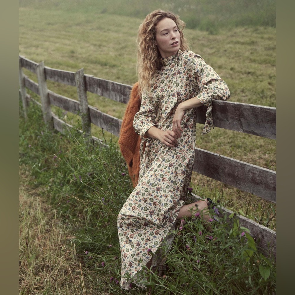 COPY - NWT Doen Alda Dress — Ivory Mulberry Wine Floral in Size S